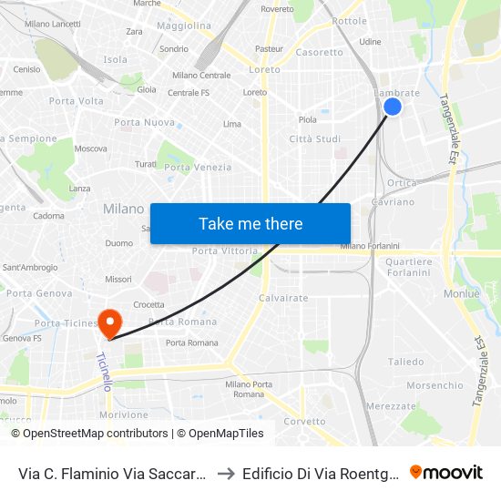 Via C. Flaminio Via Saccardo to Edificio Di Via Roentgen map