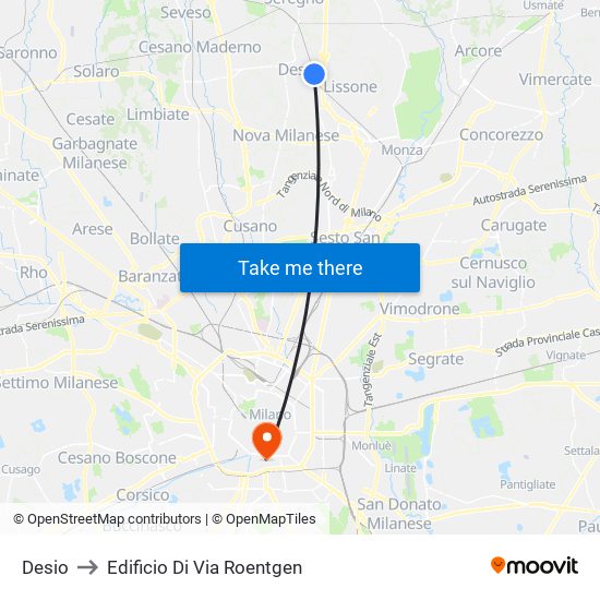 Desio to Edificio Di Via Roentgen map