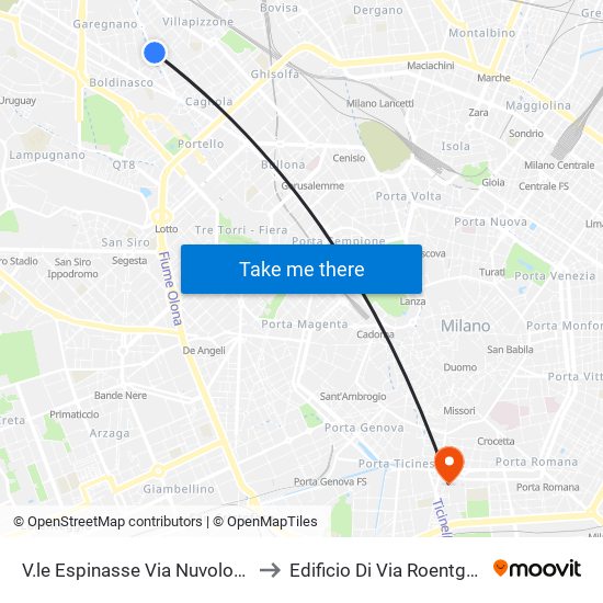 V.le Espinasse Via Nuvolone to Edificio Di Via Roentgen map