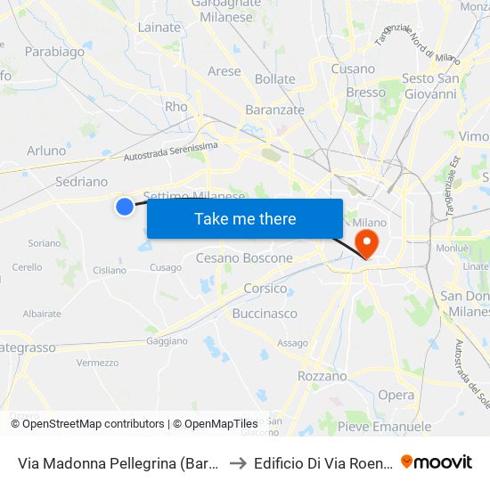 Via Madonna Pellegrina (Bareggio) to Edificio Di Via Roentgen map