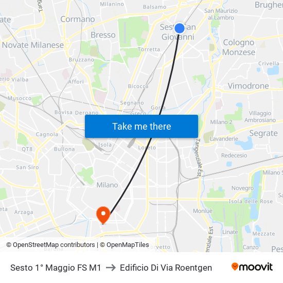 Sesto 1° Maggio FS M1 to Edificio Di Via Roentgen map