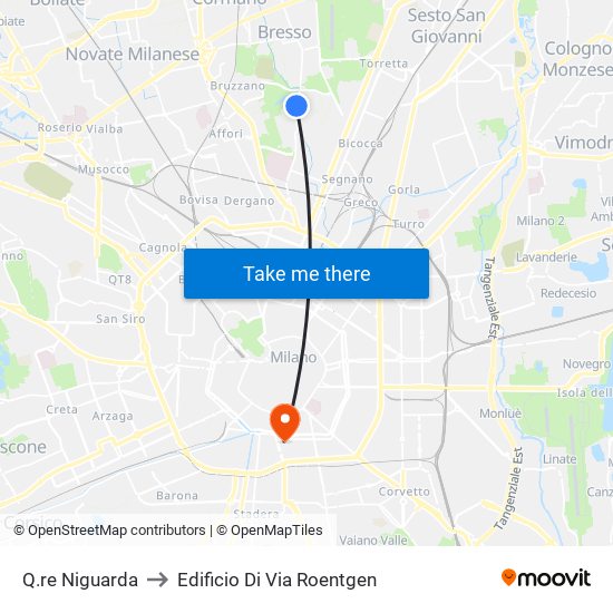Q.re Niguarda to Edificio Di Via Roentgen map
