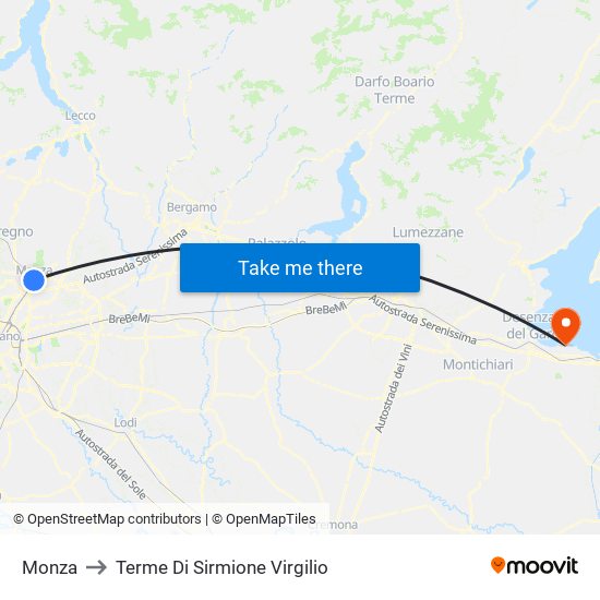 Monza to Terme Di Sirmione Virgilio map