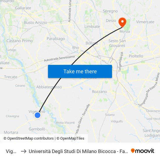 Vigevano to Università Degli Studi Di Milano Bicocca - Facoltà Di Medicina E Chirurgia map