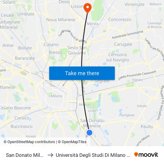 San Donato Milanese Via Ticino /Parri to Università Degli Studi Di Milano Bicocca - Facoltà Di Medicina E Chirurgia map