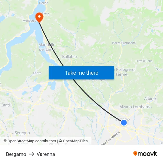 Bergamo to Varenna map