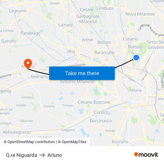 Q.re Niguarda to Arluno map