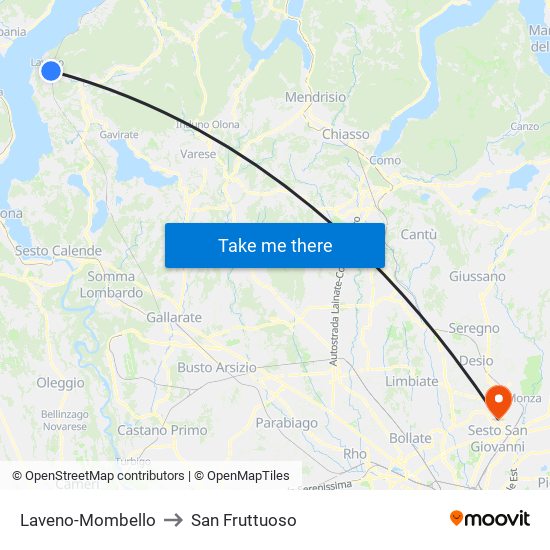 Laveno-Mombello to San Fruttuoso map