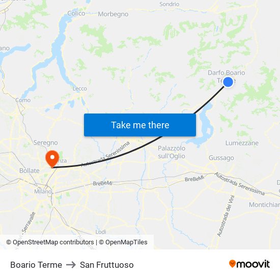Boario Terme to San Fruttuoso map