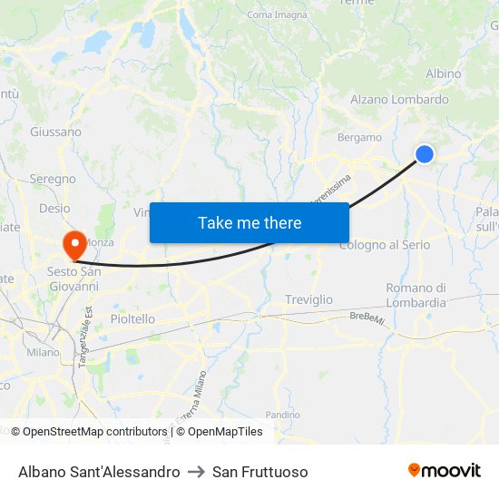 Albano Sant'Alessandro to San Fruttuoso map