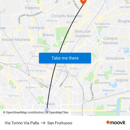 Via Torino Via Palla to San Fruttuoso map