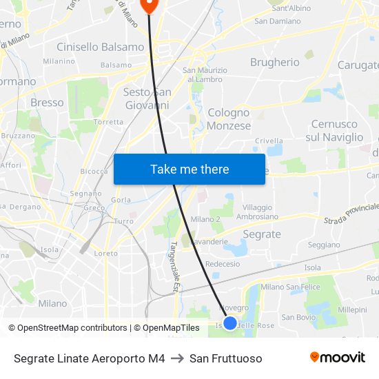 Segrate Linate Aeroporto M4 to San Fruttuoso map