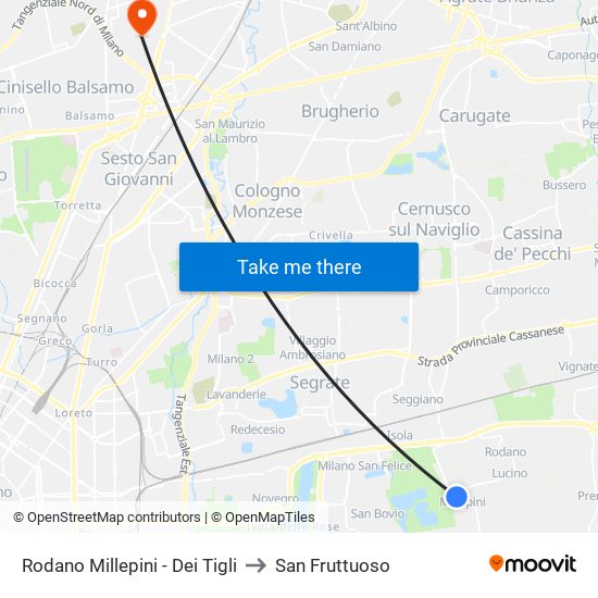 Rodano Millepini - Dei Tigli to San Fruttuoso map