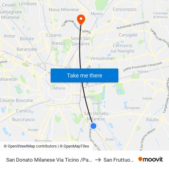 San Donato Milanese Via Ticino /Parri to San Fruttuoso map