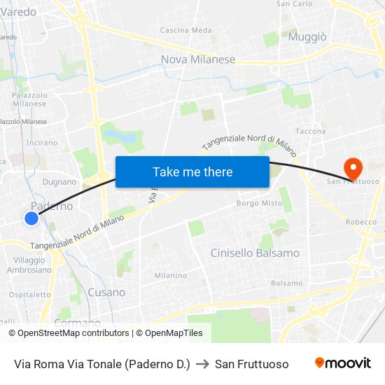 Via Roma Via Tonale (Paderno D.) to San Fruttuoso map
