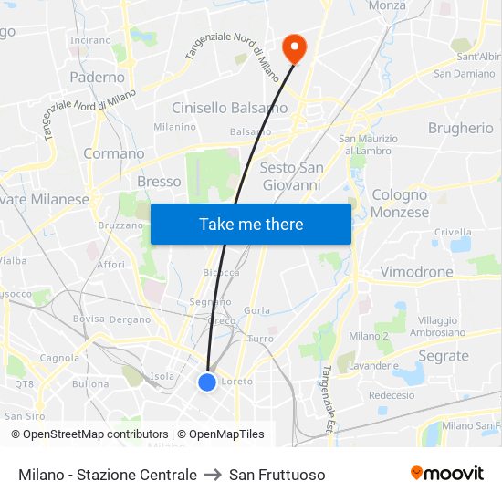 Milano - Stazione Centrale to San Fruttuoso map