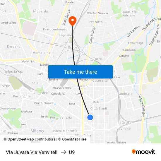 Juvara Street Vanvitelli Street to U9 map