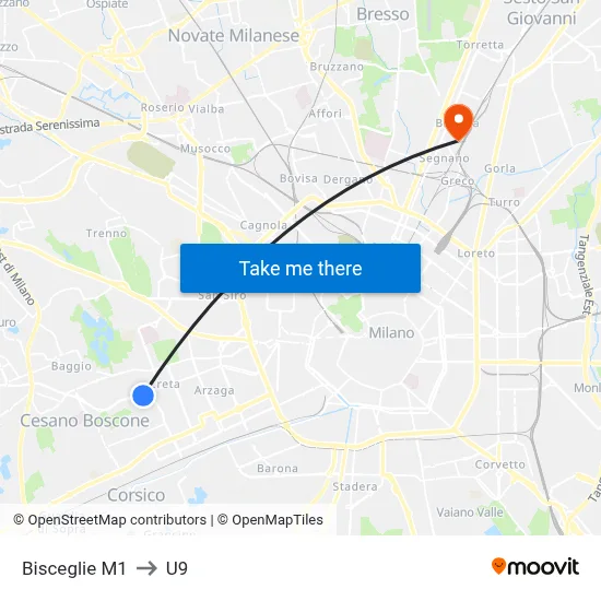 Bisceglie M1 to U9 map