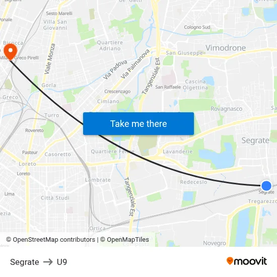 Segrate to U9 map