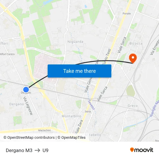 Dergano Metro Line 3 to U9 map