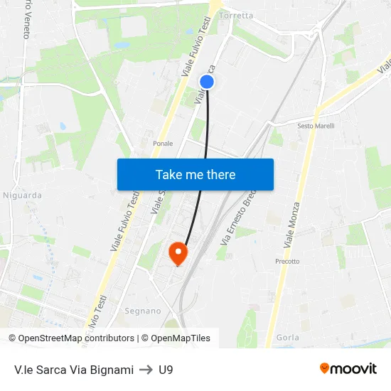 Viale Sarca Via Bignami to U9 map