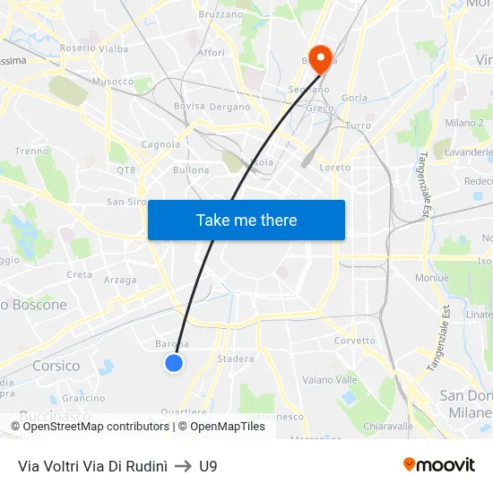 Via Voltri Via Di Rudini to U9 map