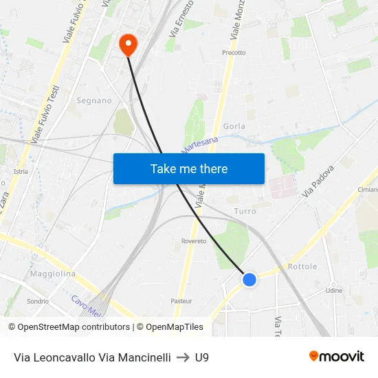 Leoncavallo Street Mancinelli Street to U9 map