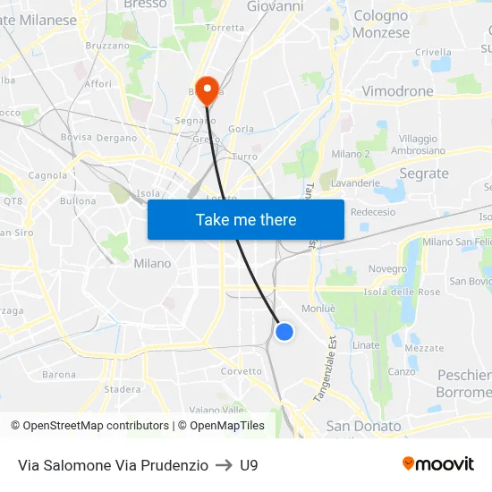 Salomone Street Prudenzio Street to U9 map