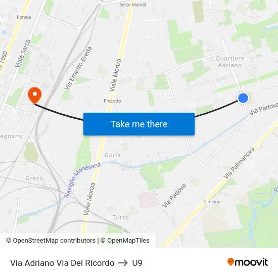 Adriano Street Memory Street to U9 map
