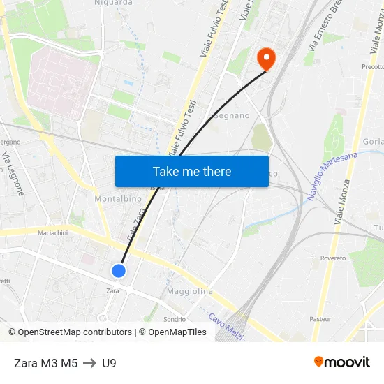 Zara M3 M5 to U9 map