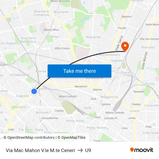 Mac Mahon Street Monte Ceneri Avenue to U9 map