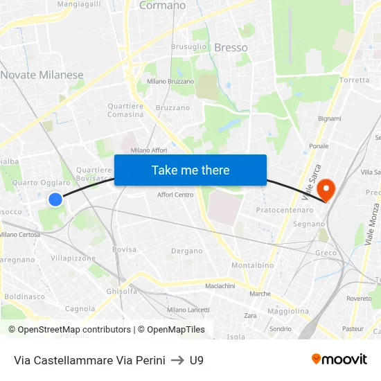 Via Castellammare Via Perini to U9 map
