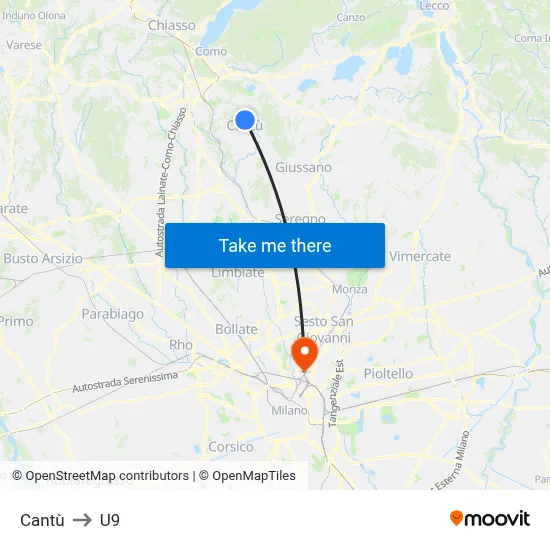 Cantù to U9 map