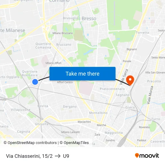 Chiasserini Street, 15/2 to U9 map
