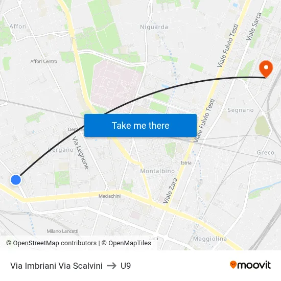 Imbriani Street Scalvini Street to U9 map