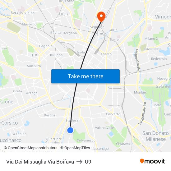 Via Dei Missaglia Via Boifava to U9 map