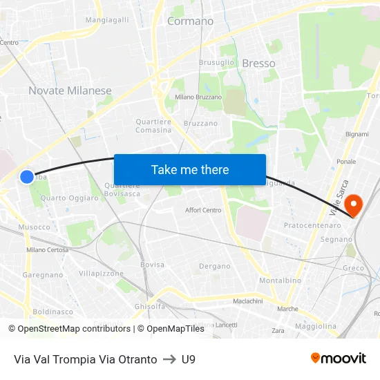 Val Trompia Street Otranto Street to U9 map