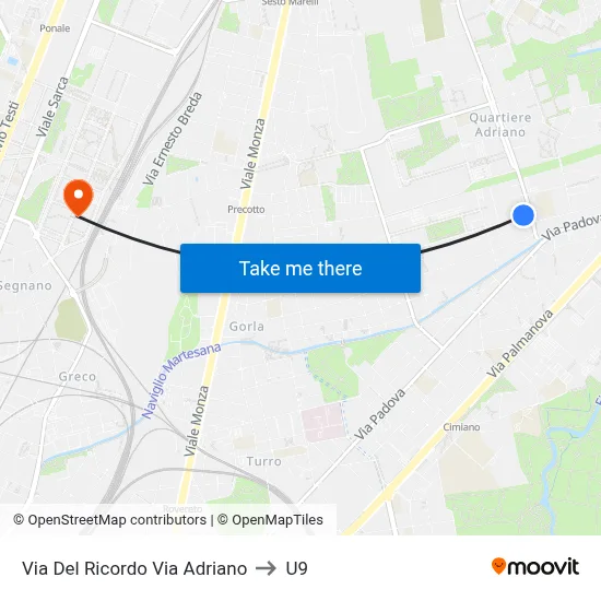 Del Ricordo Street Adriano Street to U9 map