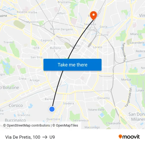 De Pretis Street, 100 to U9 map