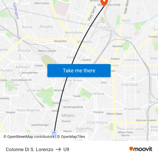 Columns Of St. Lorenzo to U9 map