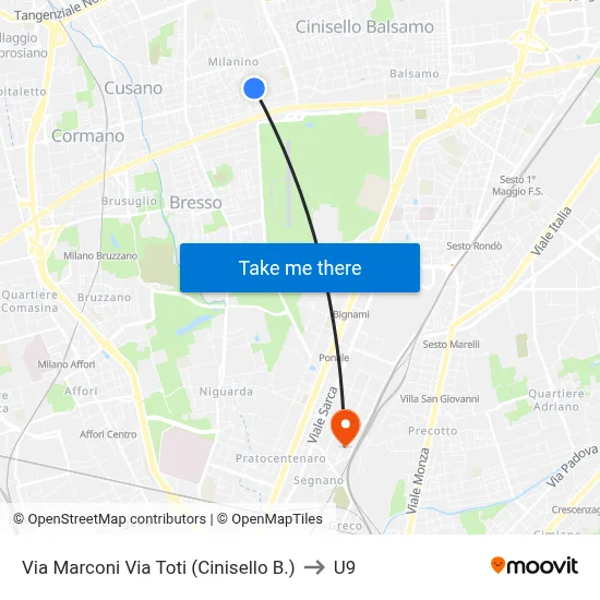 Via Marconi Via Toti (Cinisello Balsamo) to U9 map