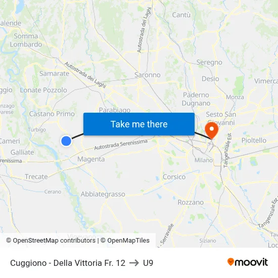 Cuggiono - Della Vittoria No. 12 to U9 map