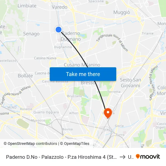Paderno D.No - Palazzolo - Hiroshima Square 4 (FNM Station) to U9 map