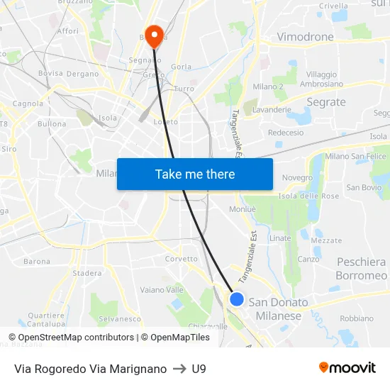 Rogoredo Street Marignano Street to U9 map