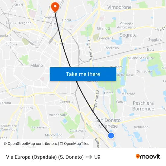 Europa Street (Hospital) (S. Donato) to U9 map