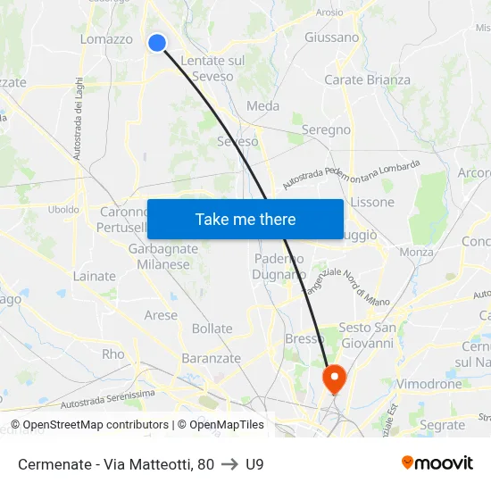 Cermenate - Via Matteotti, 80 to U9 map