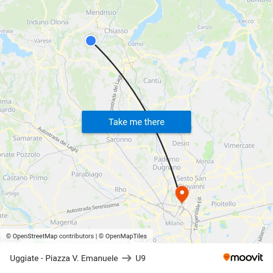 Uggiate - Victor Emmanuel Square to U9 map