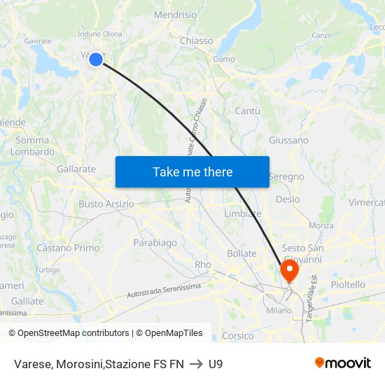 Varese, Morosini,Stazione FS FN to U9 map