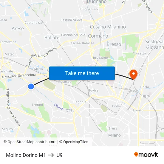 Molino Dorino M1 to U9 map