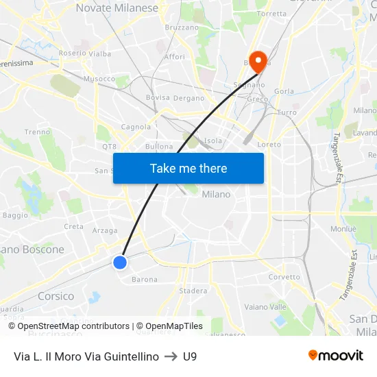 Leonardo Il Moro Street Guintellino Street to U9 map